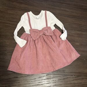 9-12 mth Pink and White Toddler Dress with Bow
